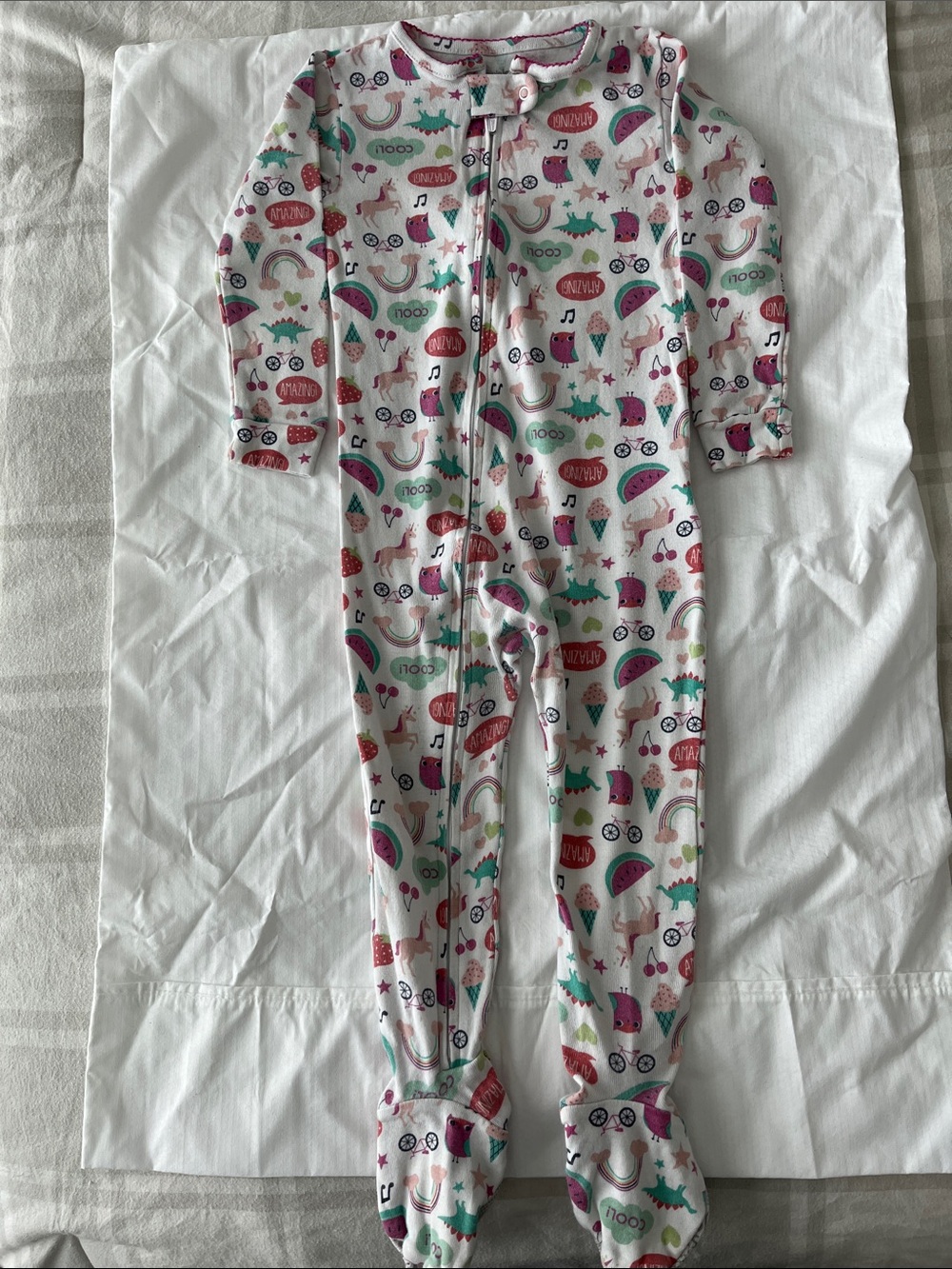 Carter's Footed One-Piece Pajamas with Pink and Teal Prints